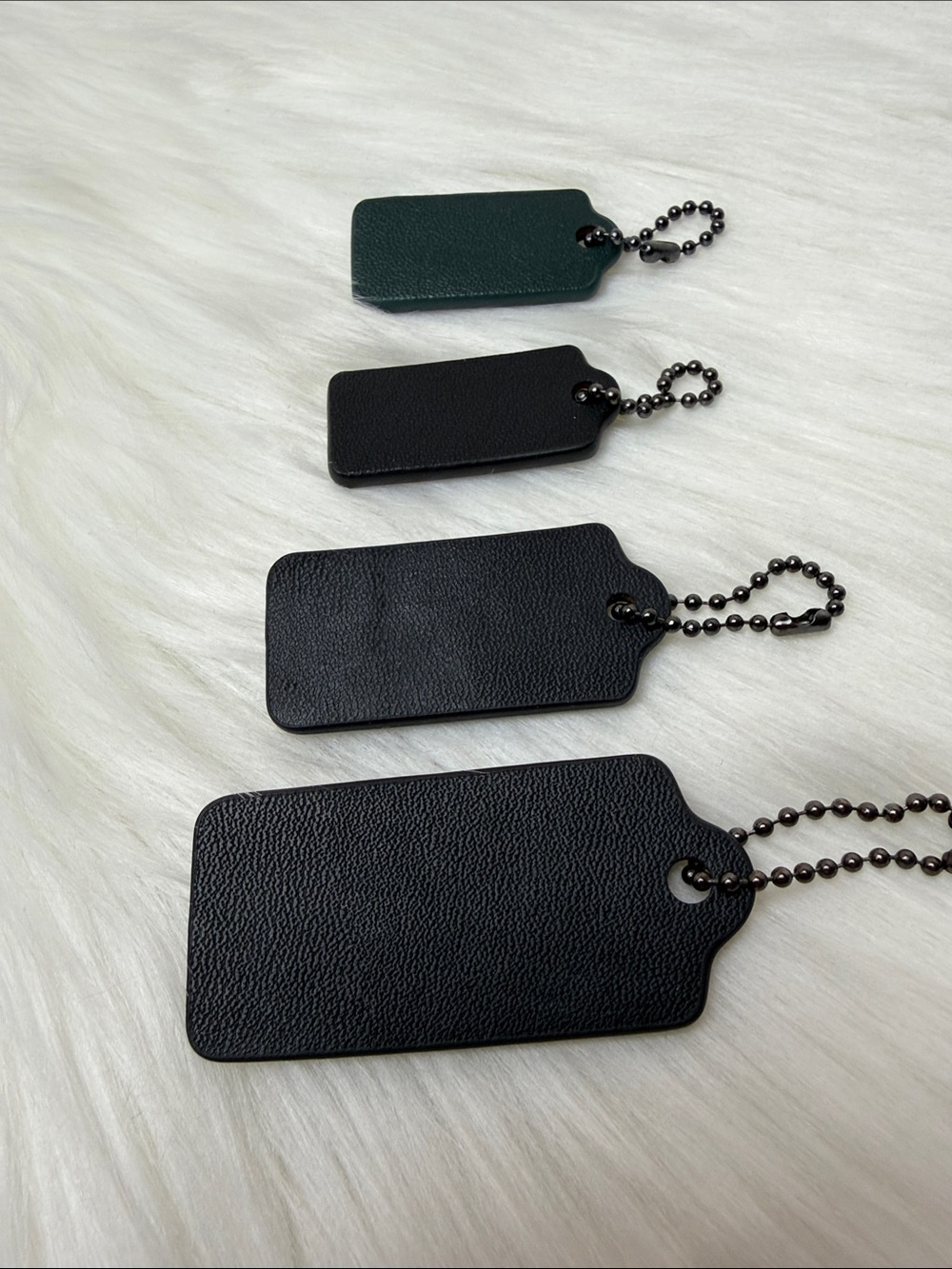 Coach Leather Bag Tags in Black and Dark Green - Set of 4 - Picture 2 of 8